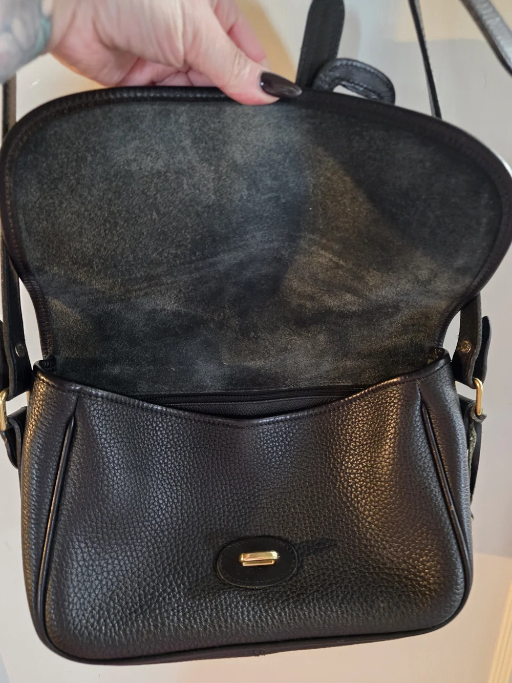 Vintage 90s Dooney & Bourke Black Leather Crossbody Bag